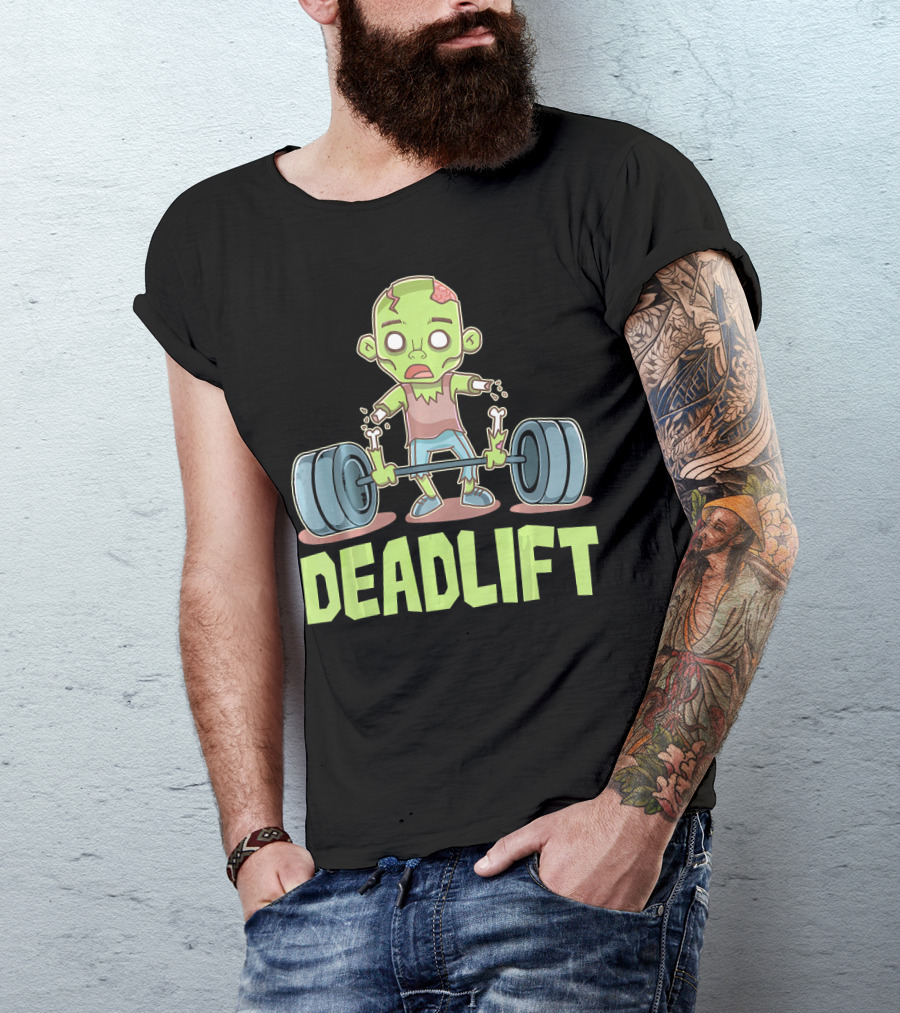 Deadlift Zombie Lifting Cartoon Undead Weightlifting T-Shirt