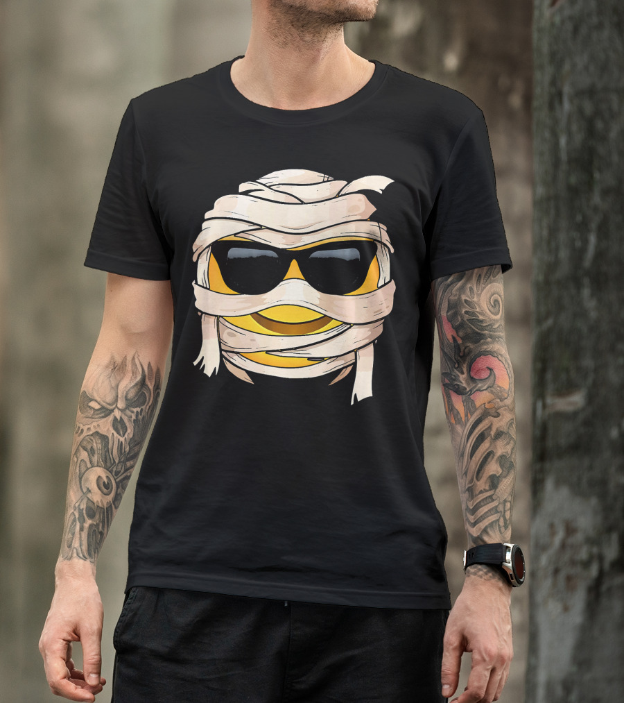Smiling Face With Sunglasses Emoji Wink Wrapped In Bandages T-Shirt