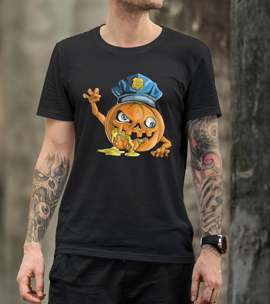 Zombie Pumpkin Police Officer Rising T-Shirt