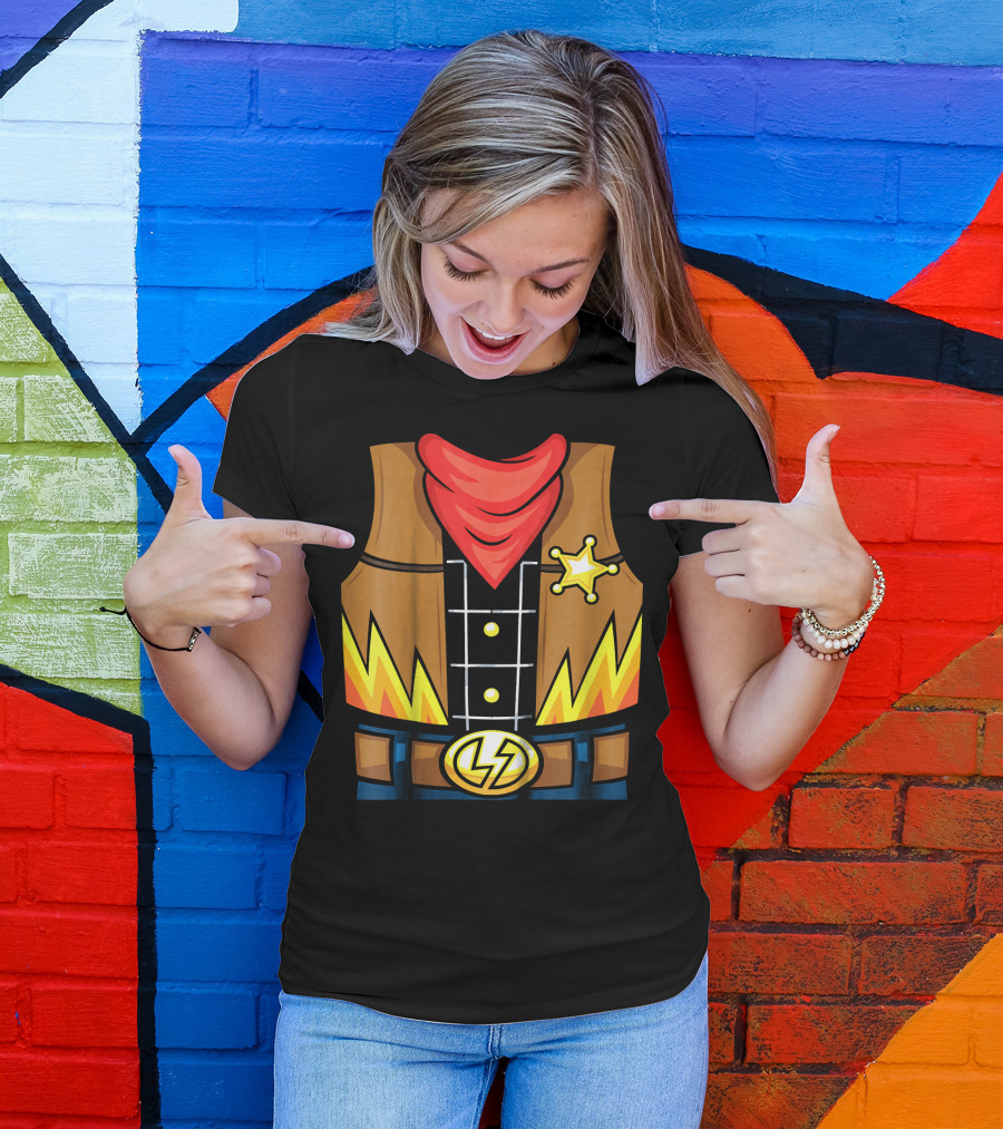Kids Cowboy Lightning Sheriff Badge Vest T-Shirt