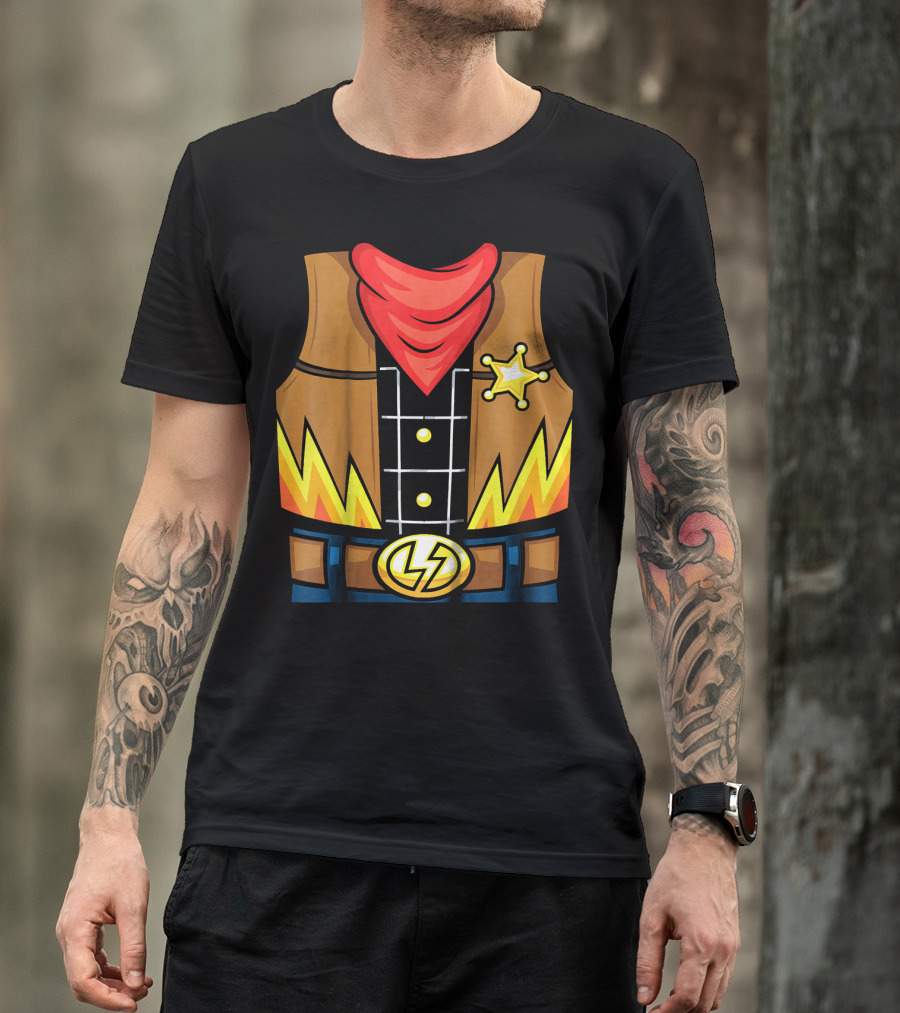 Kids Cowboy Lightning Sheriff Badge Vest T-Shirt