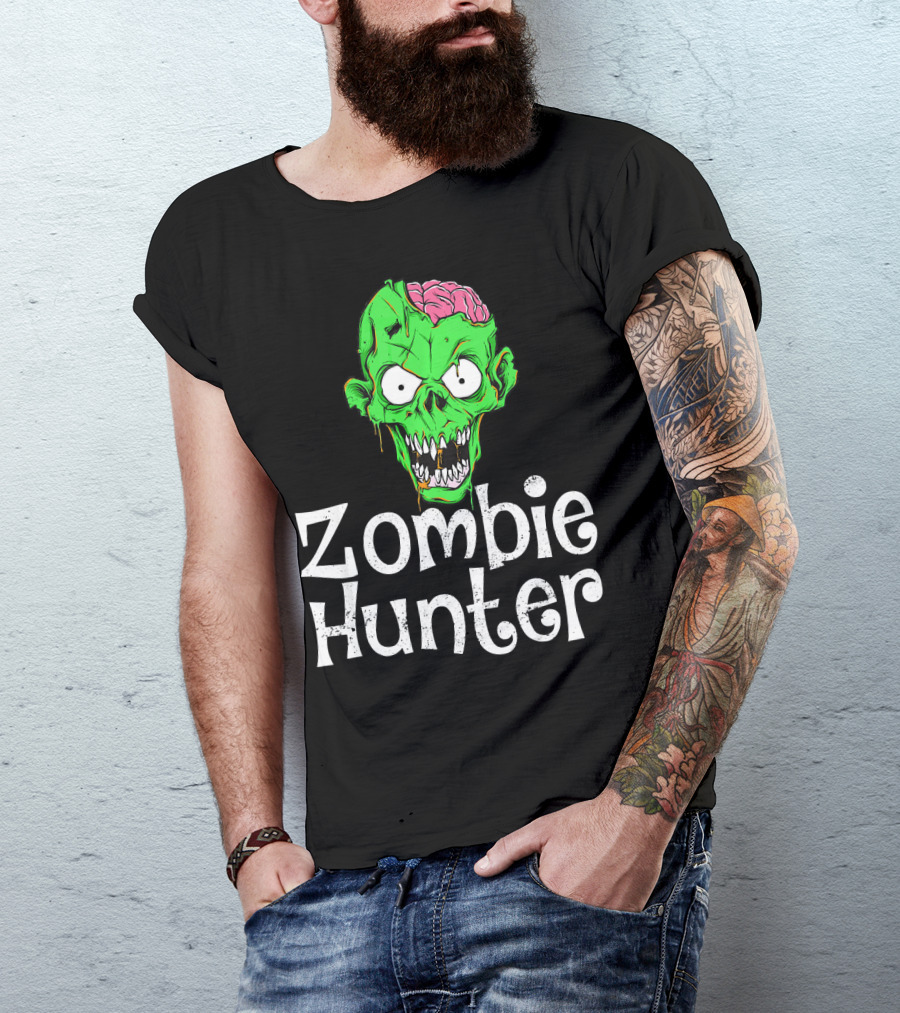 Zombie Hunter Halloween Zombie Head T-Shirt