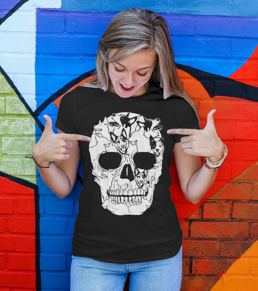Australian Cattle Dog Skull Halloween Co Canine T-Shirt