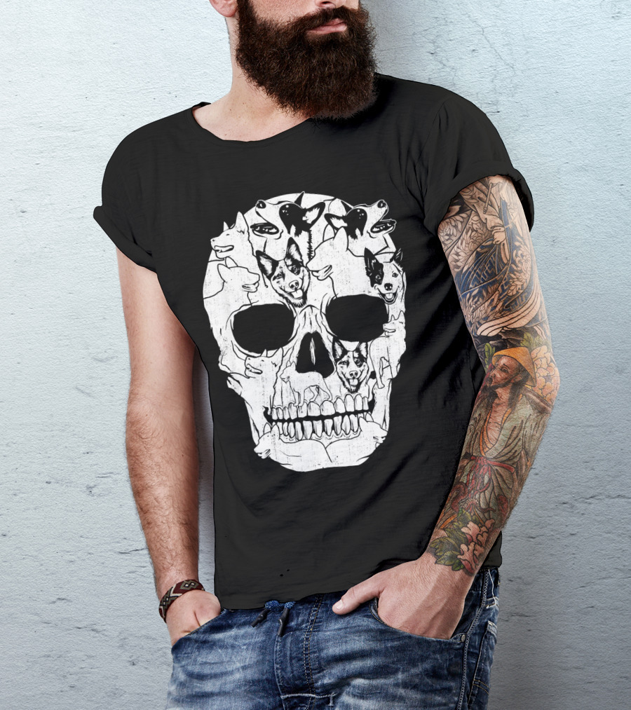 Australian Cattle Dog Skull Halloween Co Canine T-Shirt