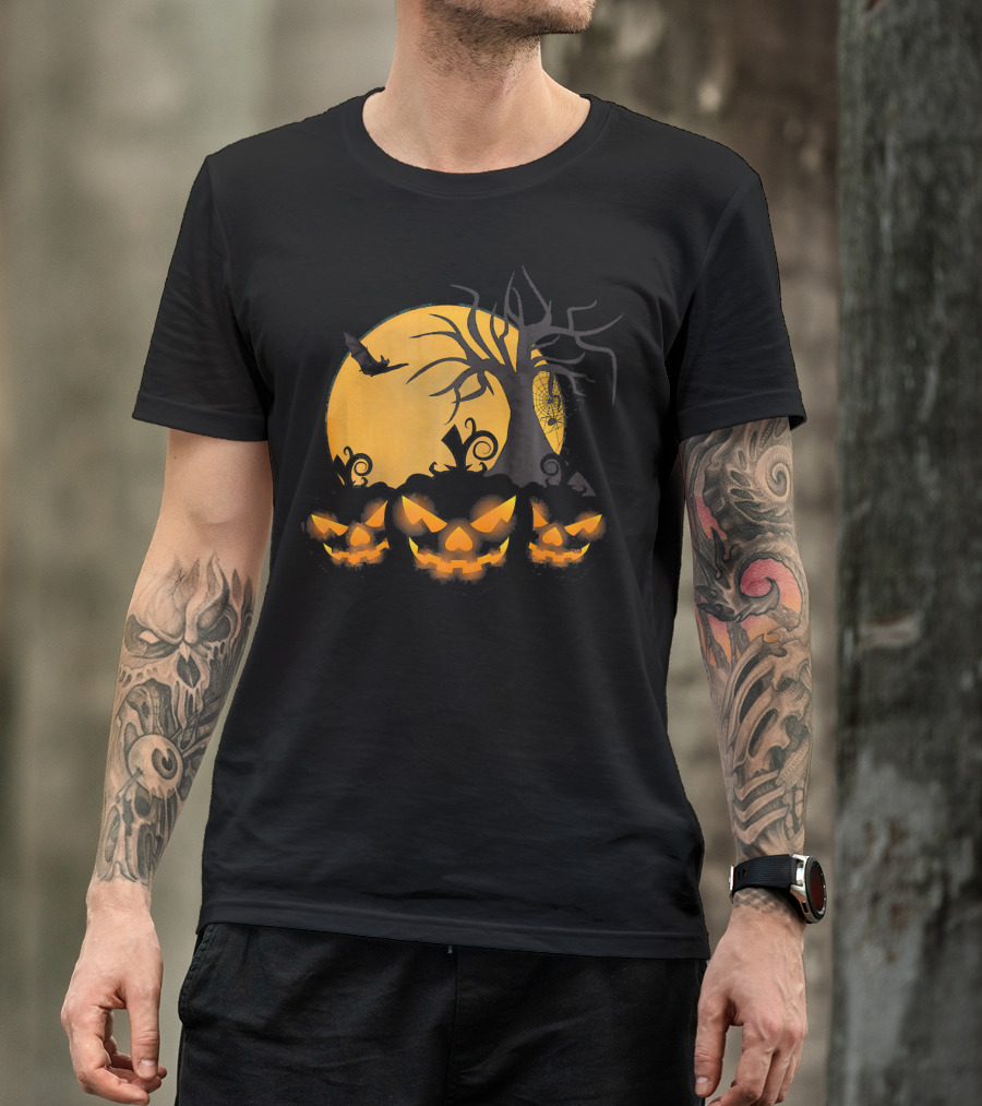 Scary Happy Halloween Spooky Pumpkin Moon Haunted Night T-Shirt