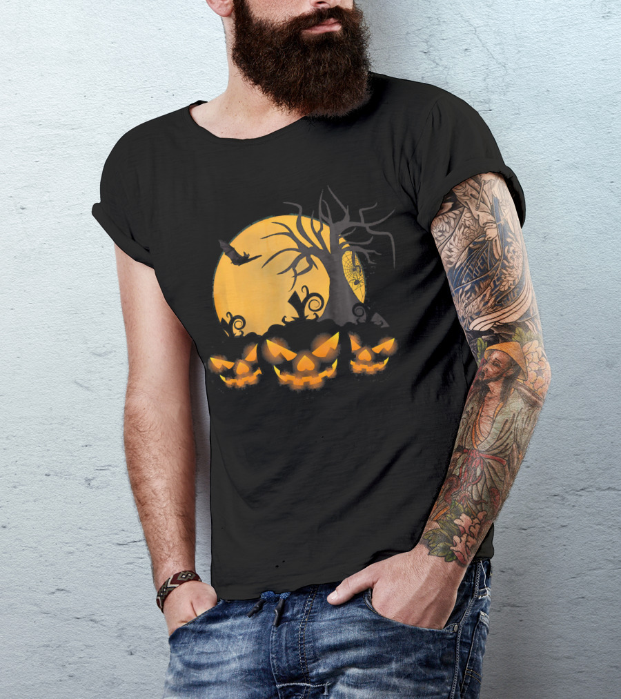 Scary Happy Halloween Spooky Pumpkin Moon Haunted Night T-Shirt