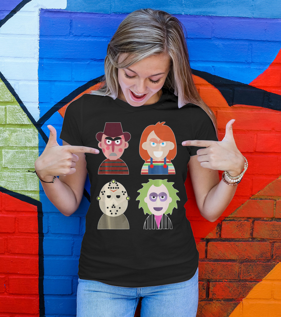 Freddy Krueger Chucky Jason Voorhees Beetlejuice Horror Movie Icons T-Shirt
