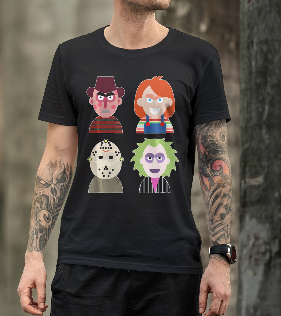 Freddy Krueger Chucky Jason Voorhees Beetlejuice Horror Movie Icons T-Shirt