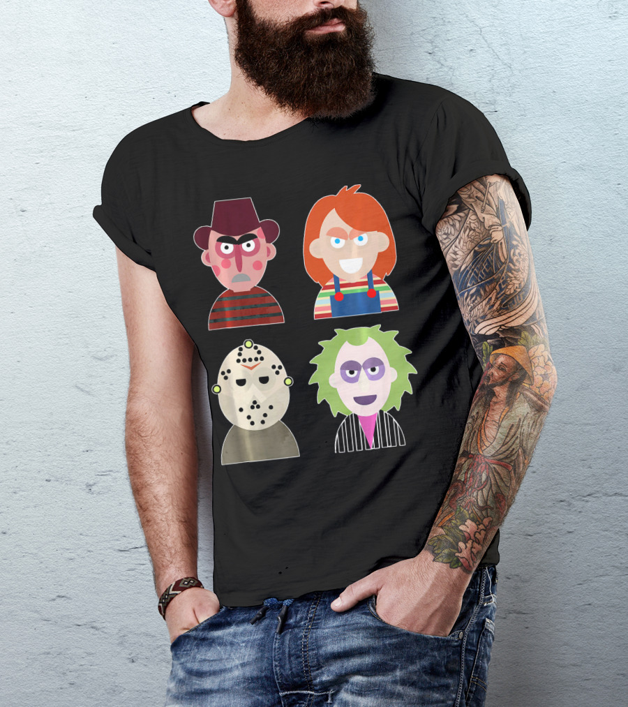 Freddy Krueger Chucky Jason Voorhees Beetlejuice Horror Movie Icons T-Shirt
