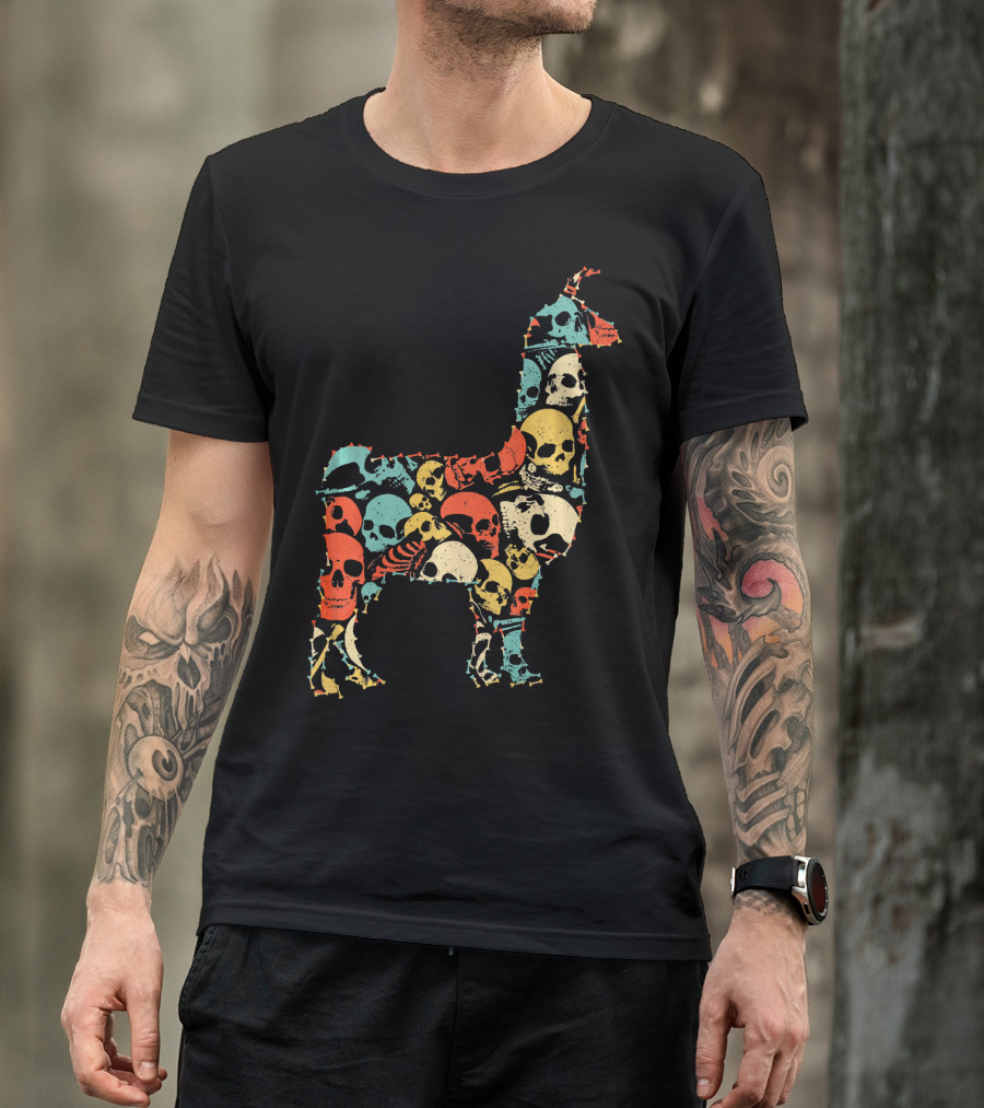 LLAMA Skull Skeleton Bone T-Shirt