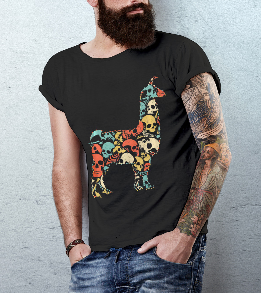 LLAMA Skull Skeleton Bone T-Shirt