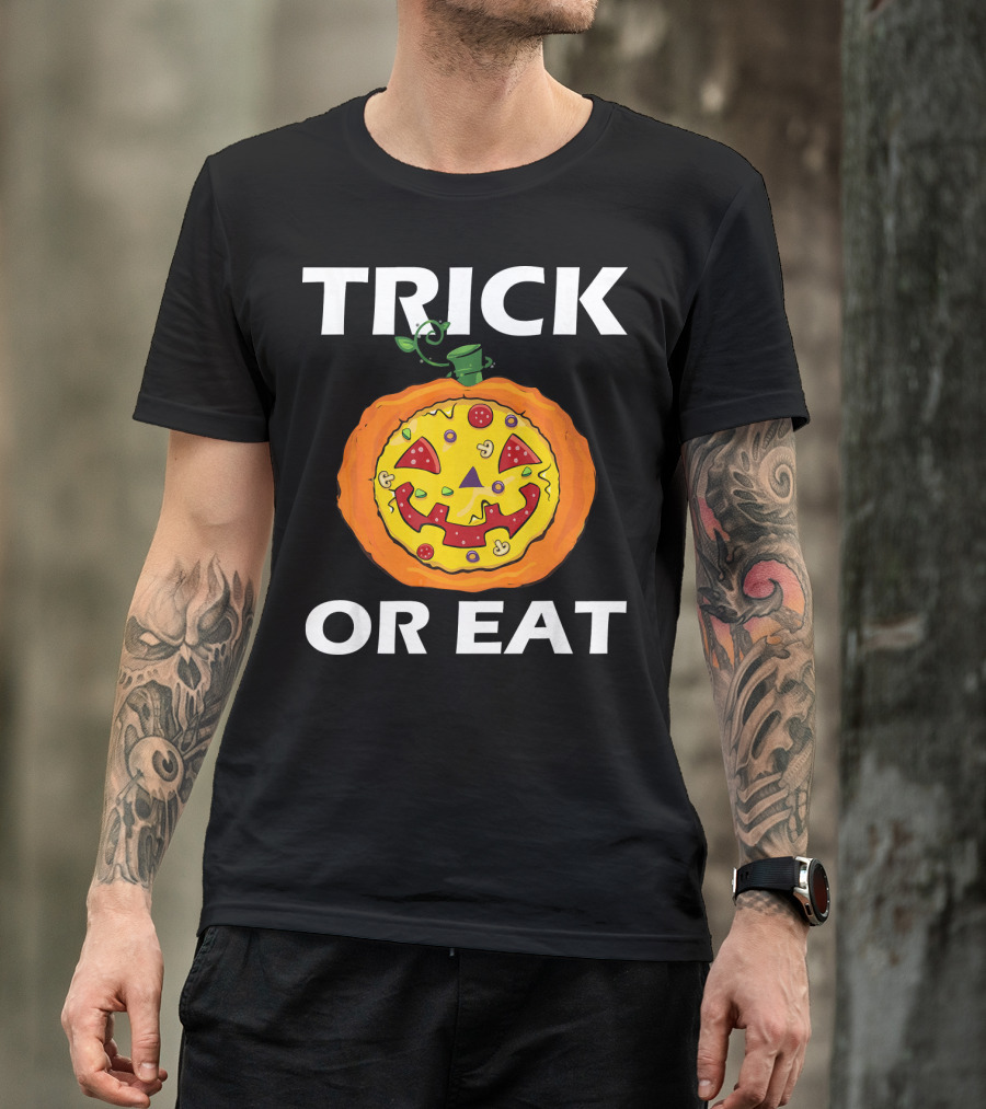 Trick Or Eat Pizza Face Pumpkin Costume T-Shirt