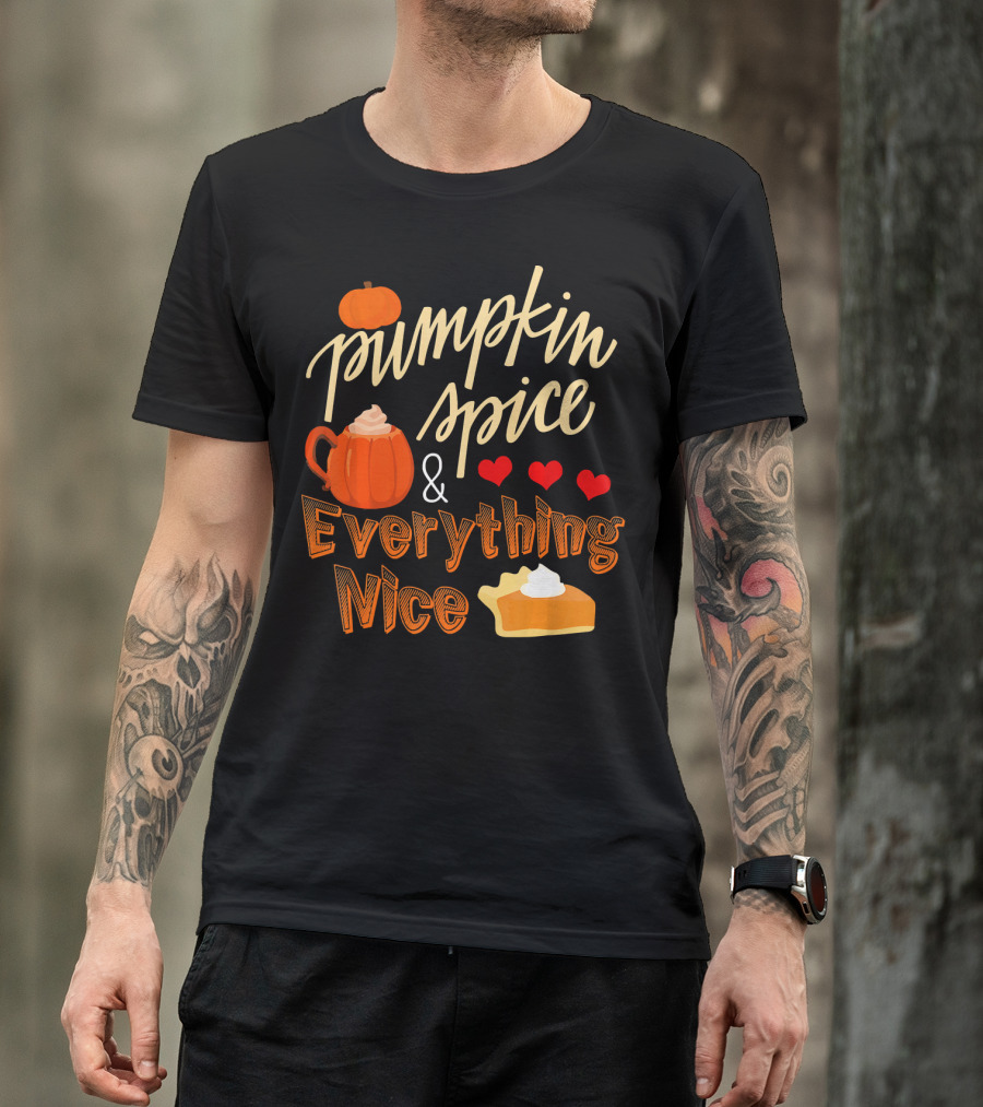Pumpkin Spice And Everything Nice Hearts Pie Slice T-Shirt