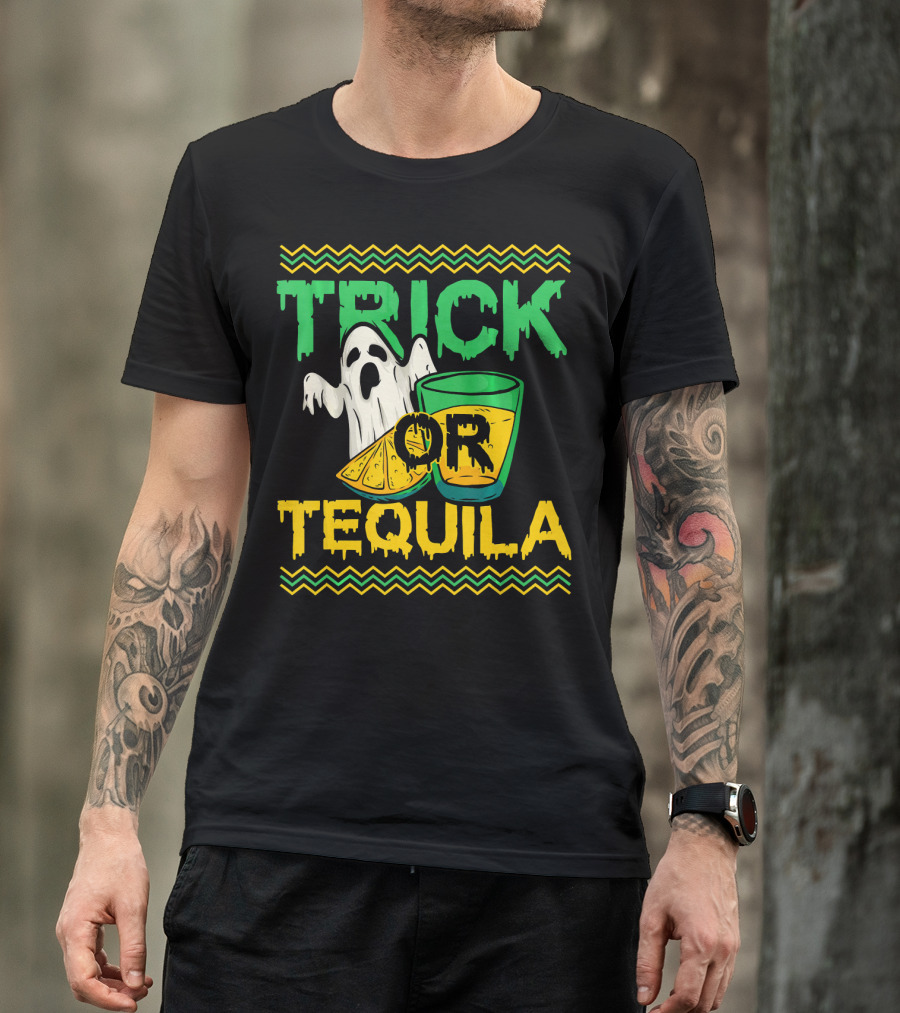 Trick Or Tequila Ghost Lemon Shot Halloween T-Shirt