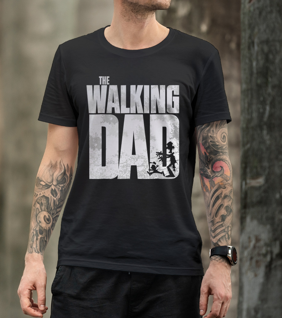 The Walking Dad Zombie Silhouette Scary T-Shirt