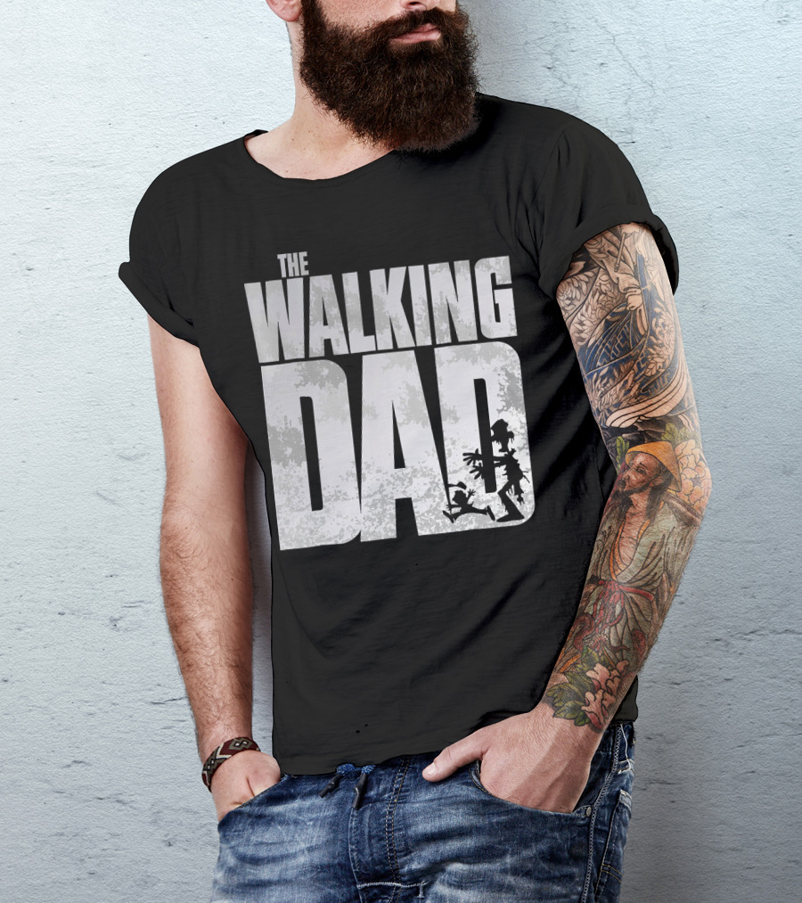 The Walking Dad Zombie Silhouette Scary T-Shirt