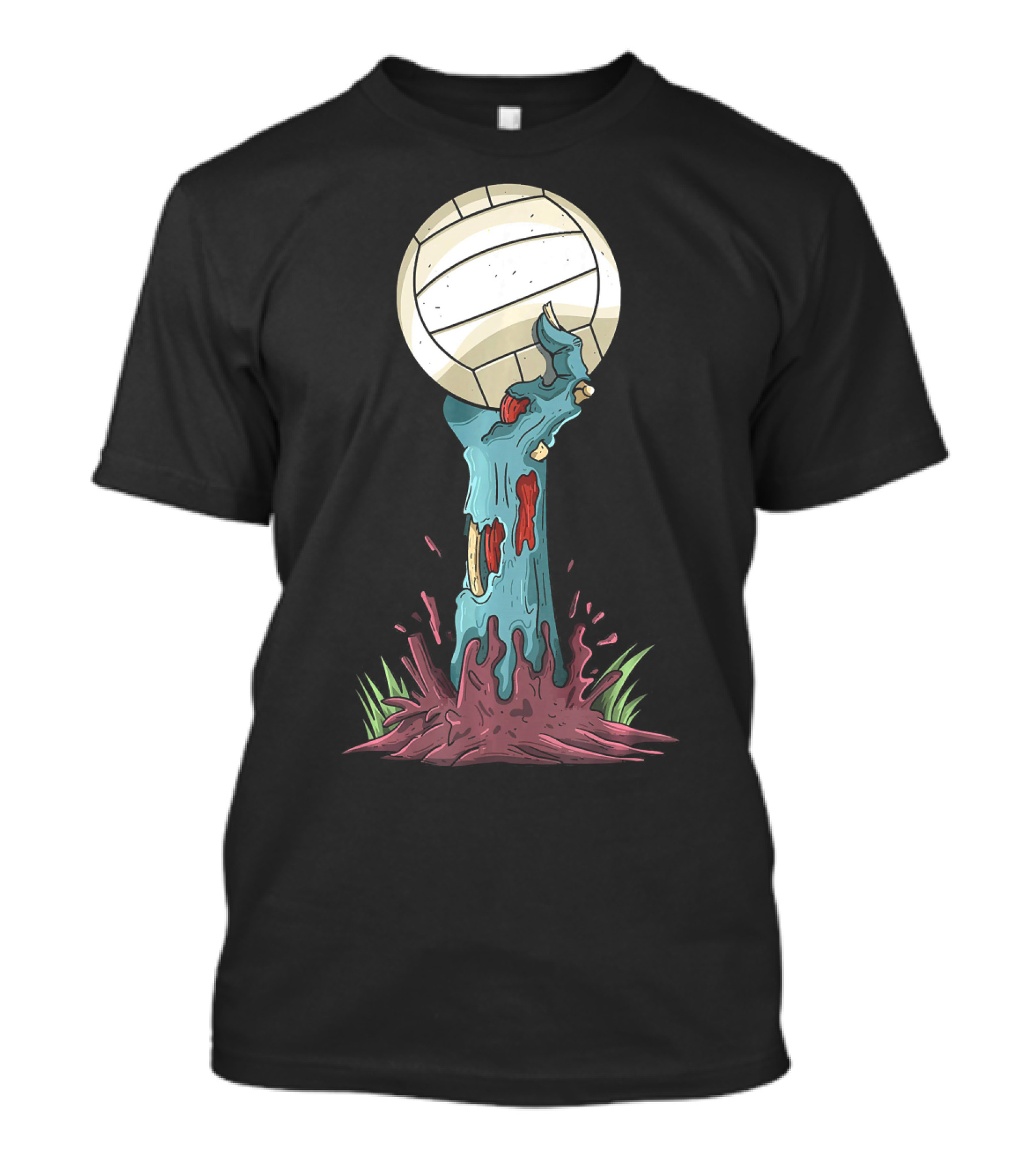 Zombie Hands Rising With Volleyball T-Shirt