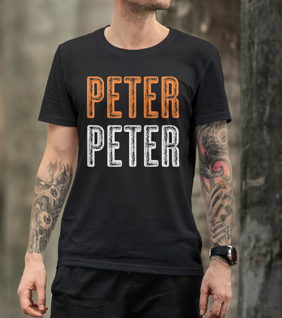Peter Peter Pumpkin Eater Halloween Style Text Orange White T-Shirt