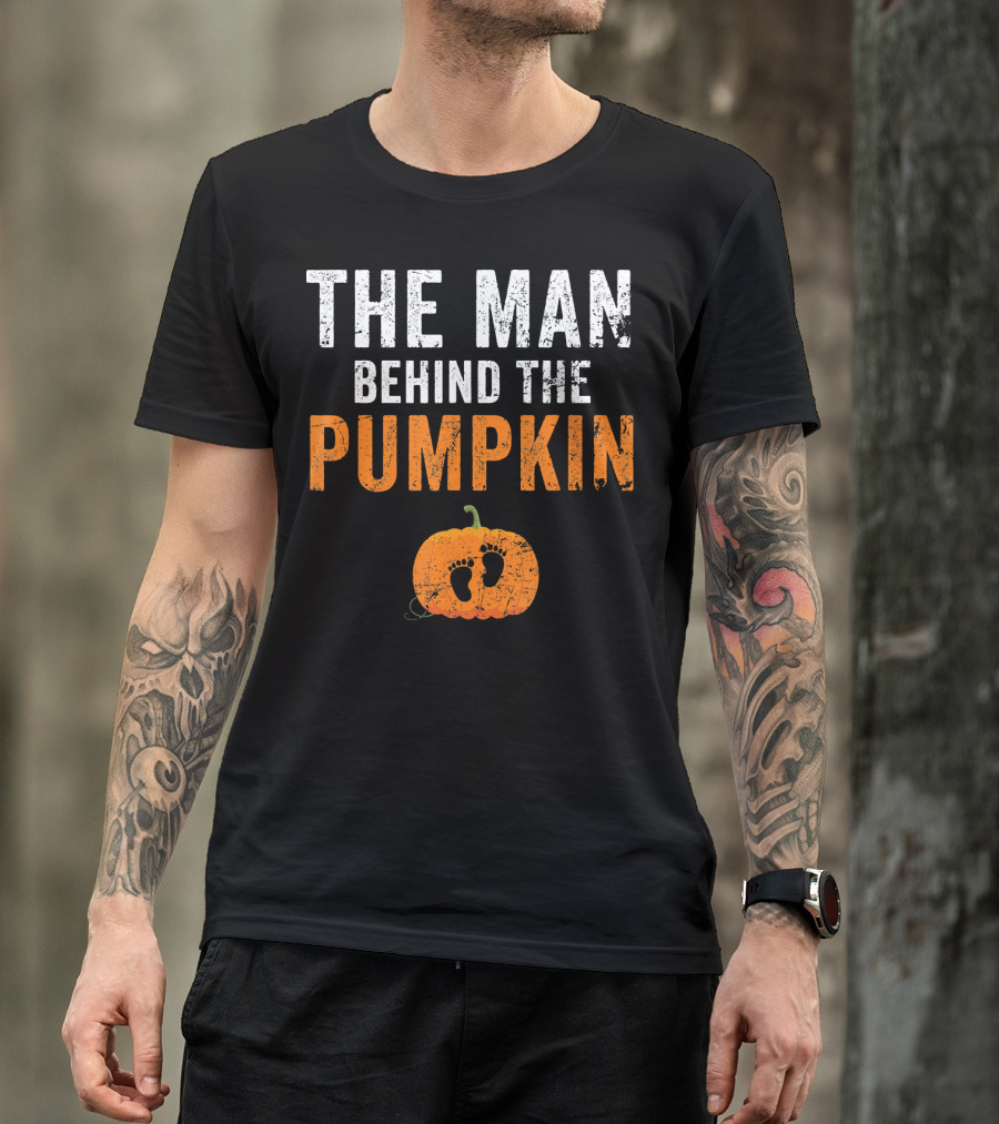 THE MAN BEHIND THE PUMPKIN FEATURING BABY FOOTPRINTS T-Shirt