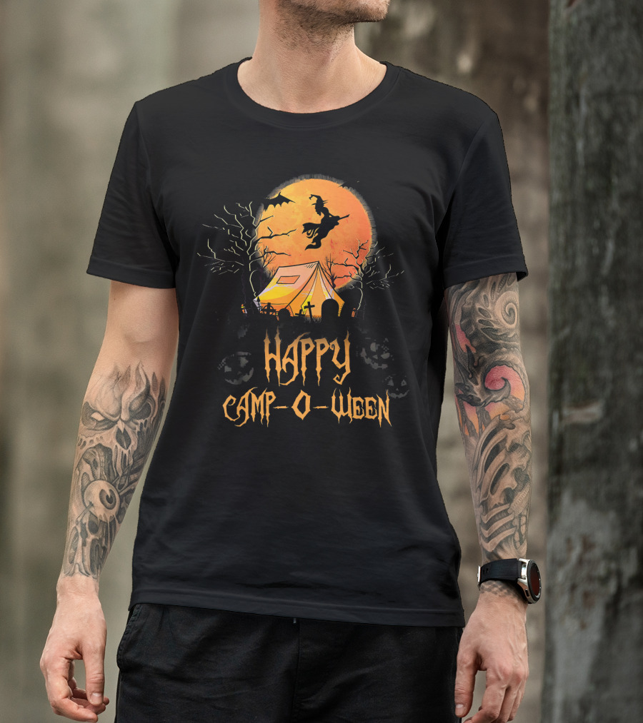 Happy Camp O Ween Halloween Witch Tent Scene T-Shirt