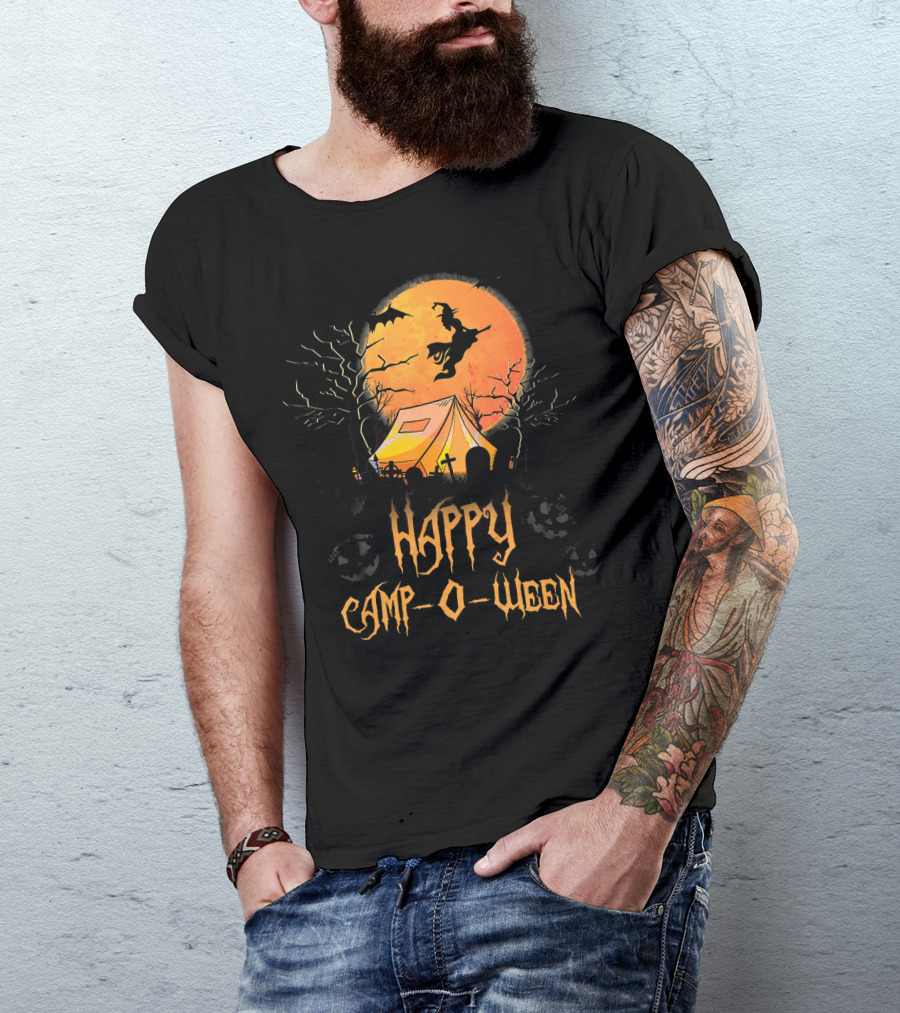 Happy Camp O Ween Halloween Witch Tent Scene T-Shirt