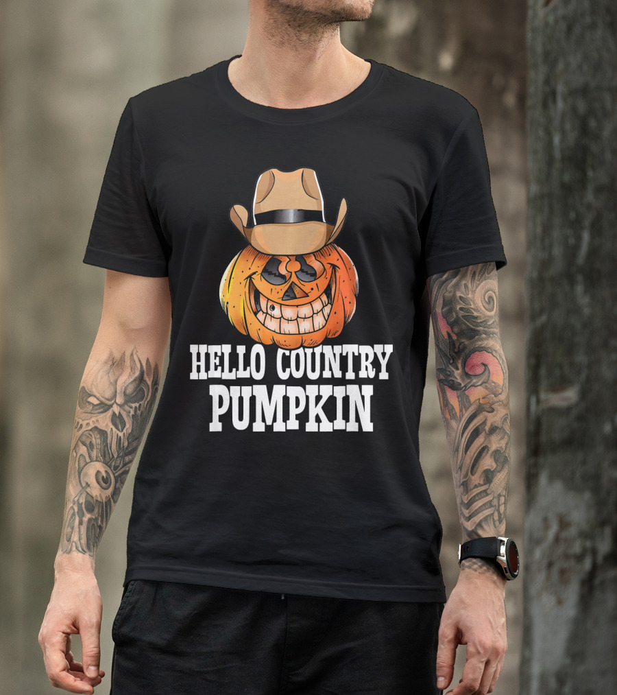 Hello Country Pumpkin Cowboy Jack-O'-Lantern T-Shirt