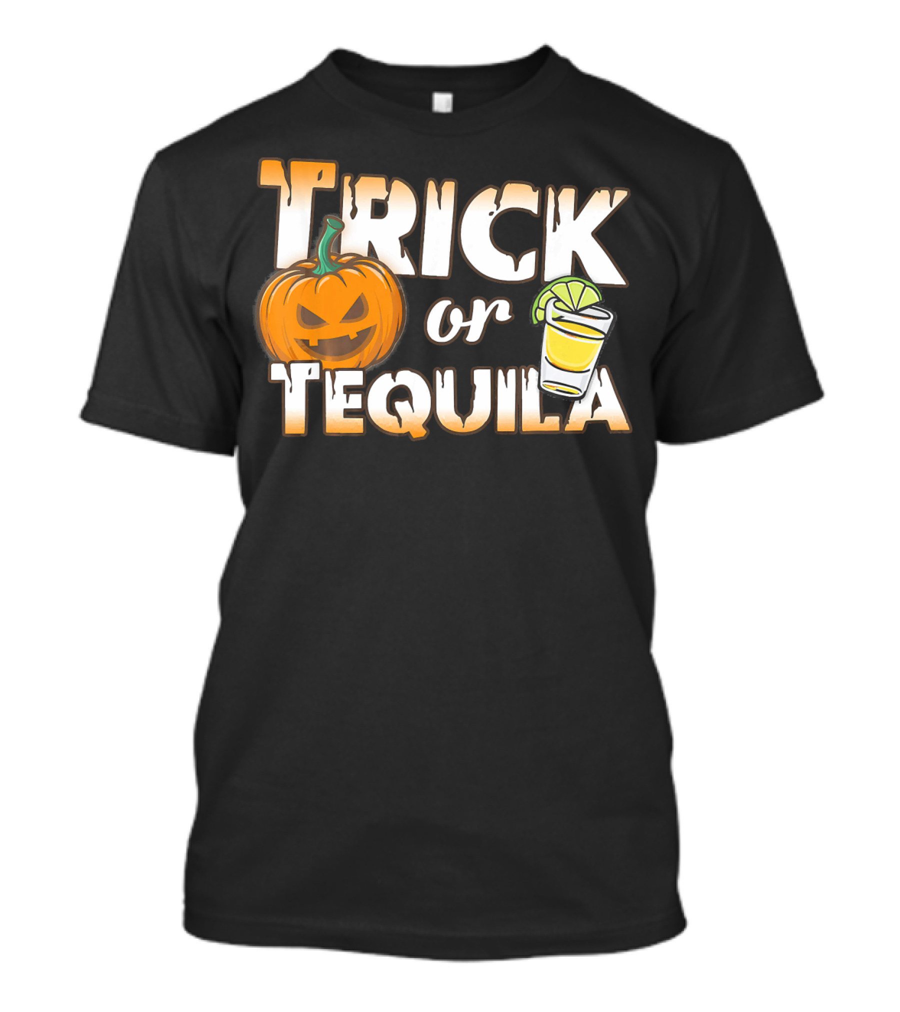 Trick Or Tequila Pumpkin And Lime Shot Halloween T-Shirt