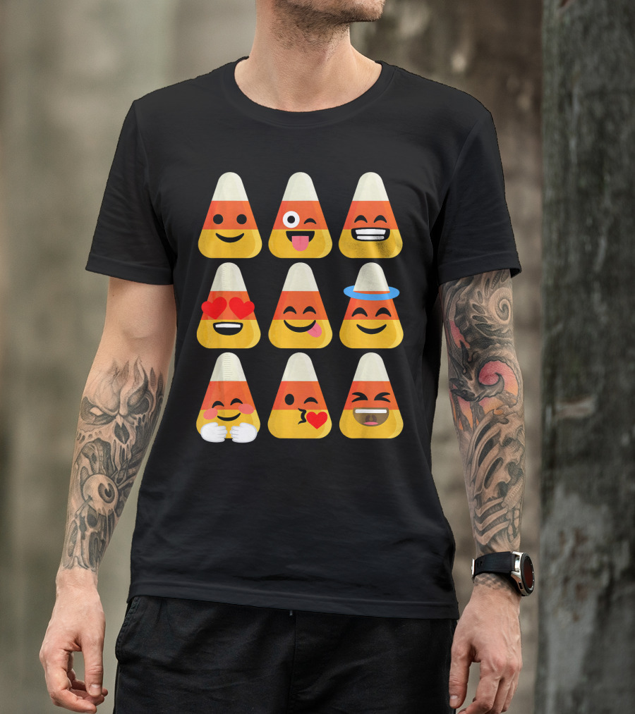 Candy Corn Emoji Faces Kawaii Expressions T-Shirt