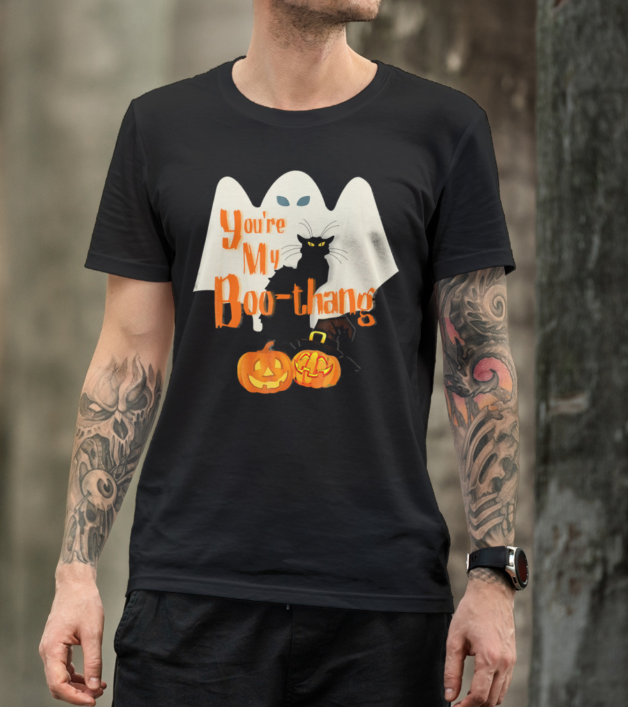 You're My Boo-Thang Halloween Ghost Black Cat Pumpkins T-Shirt