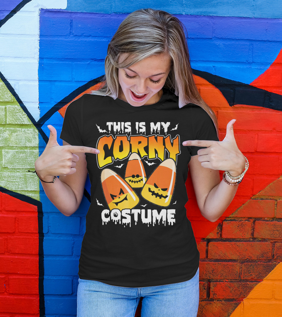 This Is My Corny Costume Candy Corn Halloween Bats T-Shirt
