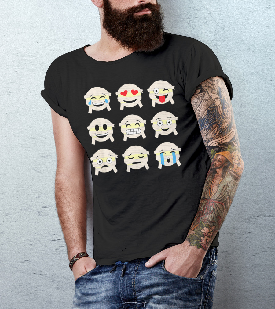 Mummy Emoji Funny Faces Emoticon Mummies Collection T-Shirt