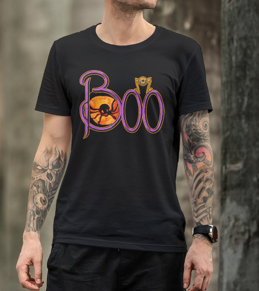 Purple Spider Halloween Boo Pumpkin Jack O Lantern Cut T-Shirt