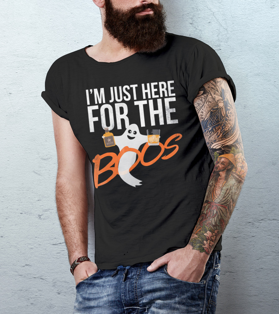 I'm Just Here For The Boos Funny Ghost Whisky T-Shirt