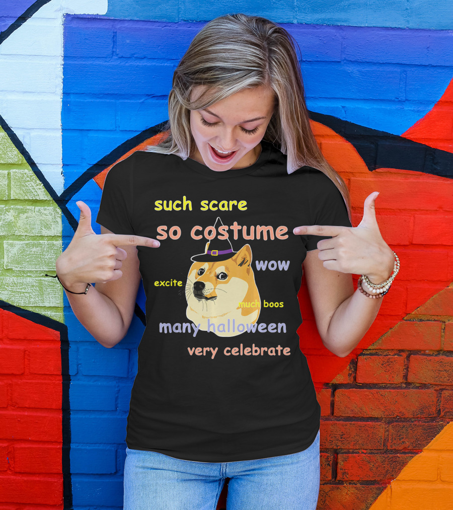 Such Scare So Costume Wow Excite Much Boos Many Halloween Very Celebrate T-Shirt