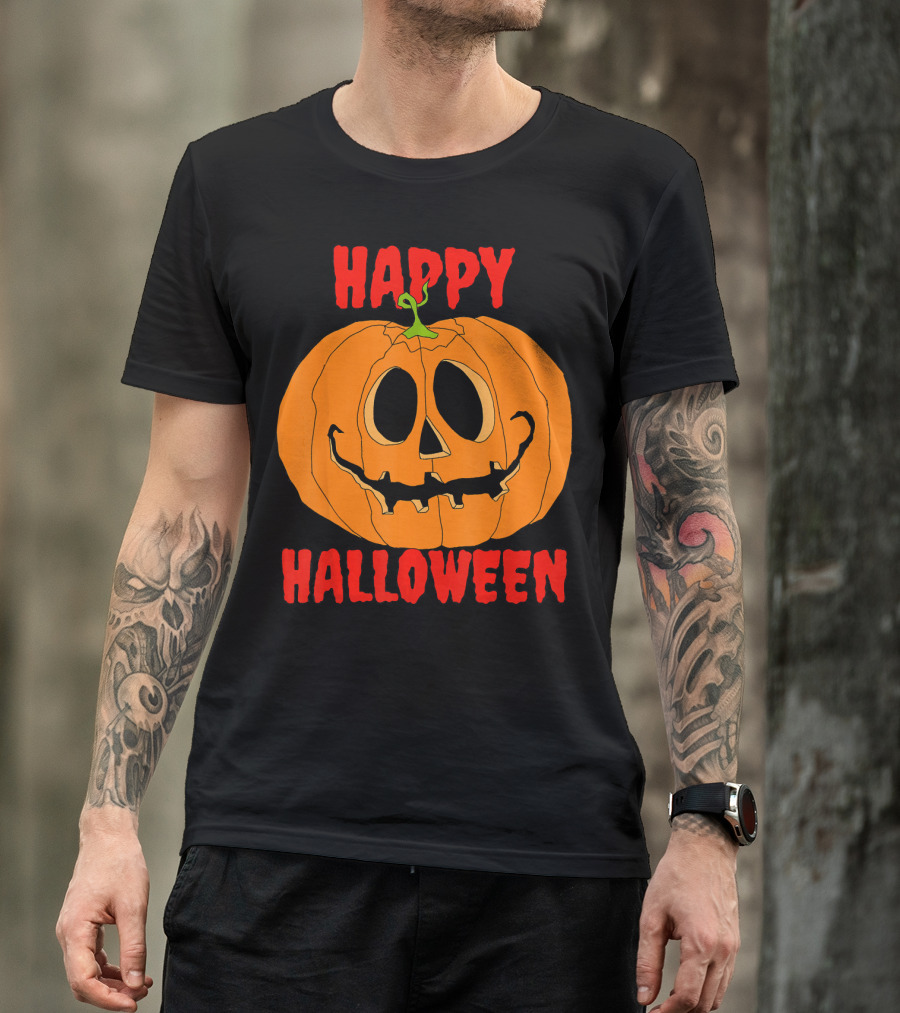 Happy Halloween Big Orange Jack O Lantern Pumpkin T-Shirt