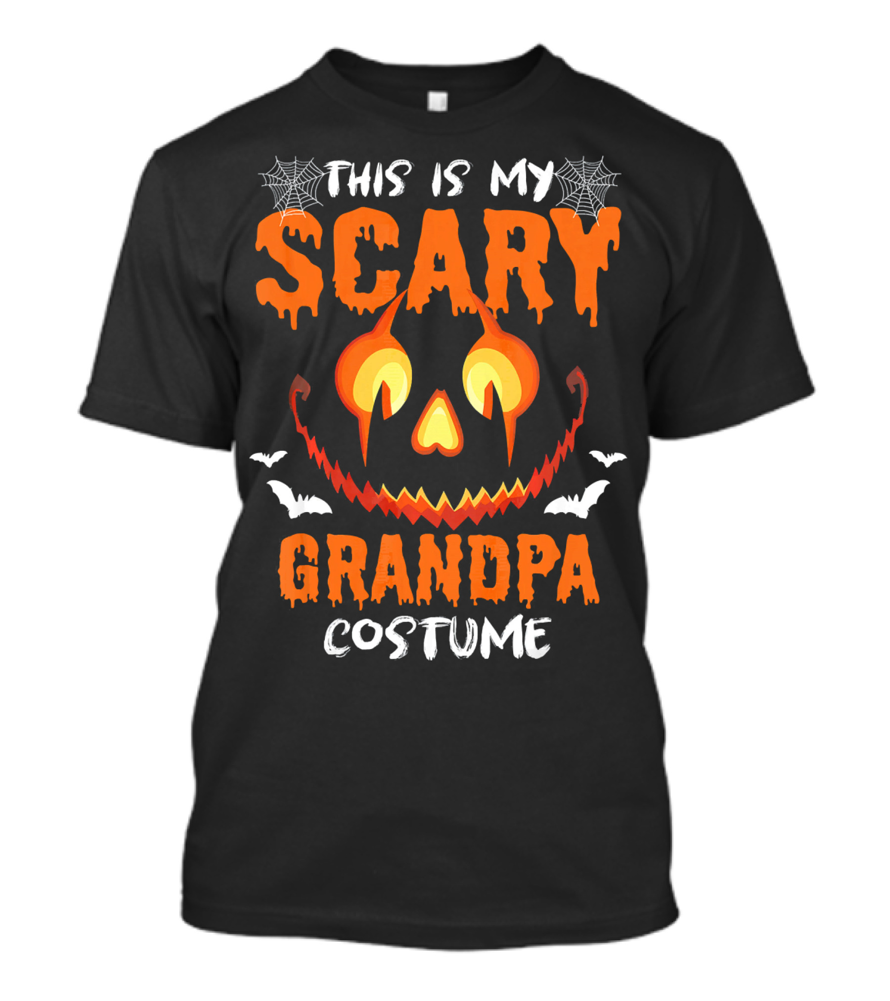 This Is My Scary Grandpa Costume Halloween Ghost Bats Spiderwebs Jack-O'-Lantern T-Shirt