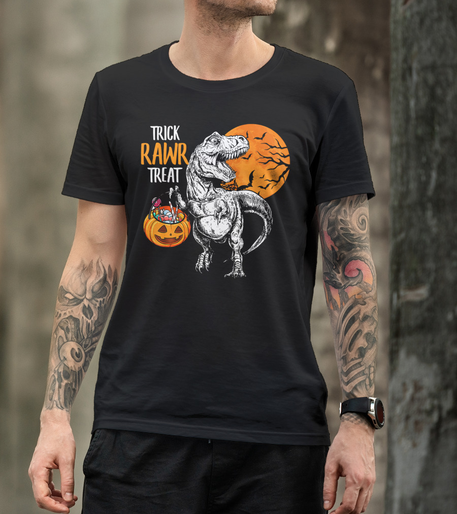 Trick Rawr Treat Dinosaur Rex Pumpkin Moon T-Shirt