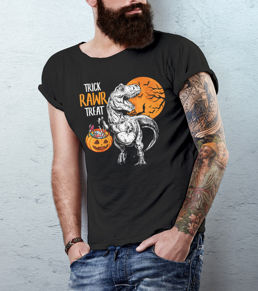 Trick Rawr Treat Dinosaur Rex Pumpkin Moon T-Shirt