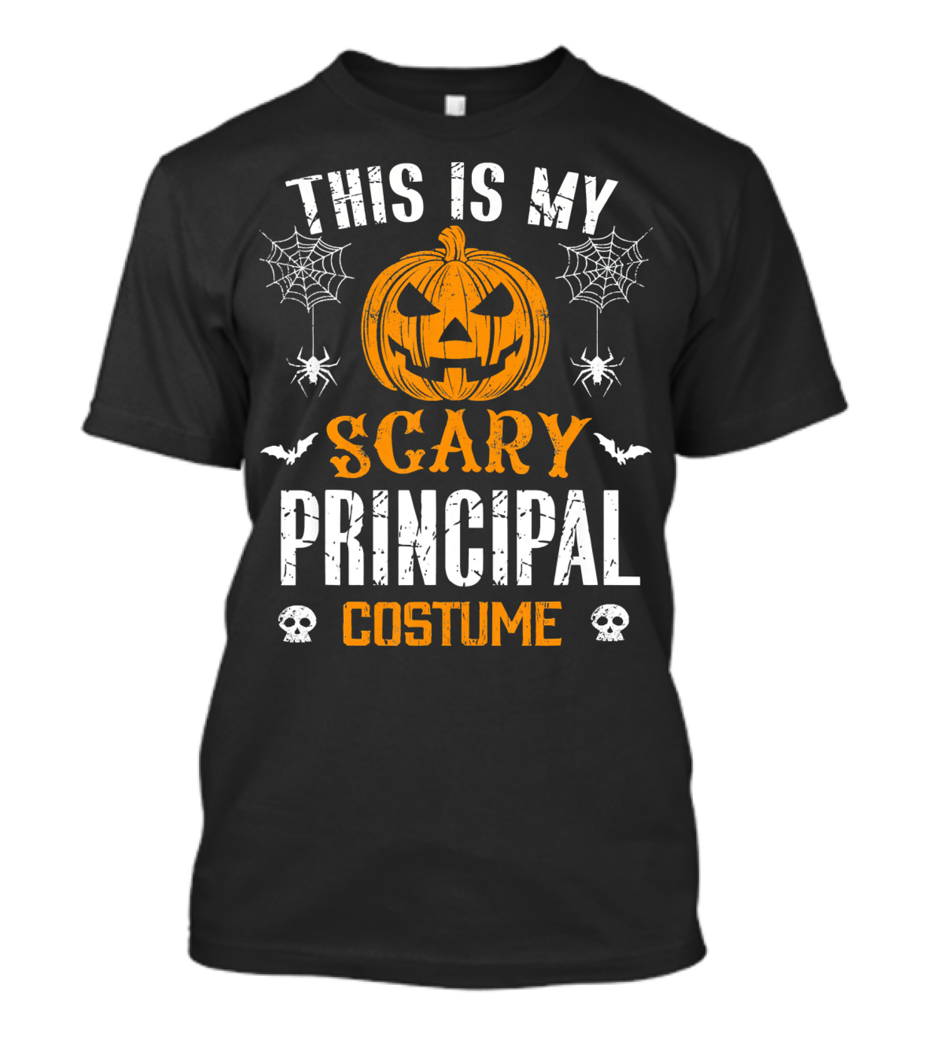 This Is My Scary Principal Costume Halloween Pumpkin Spiders Bats Skulls T-Shirt