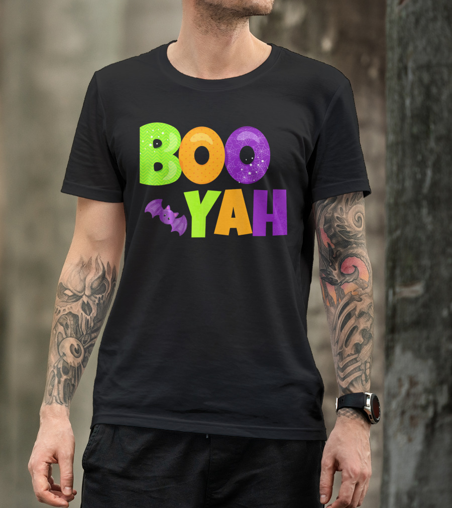 Boo Yah Halloween Bat Spooky Colors T-Shirt