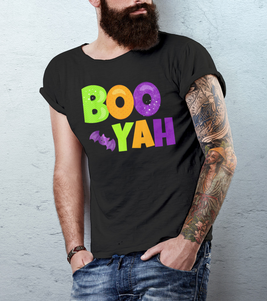 Boo Yah Halloween Bat Spooky Colors T-Shirt