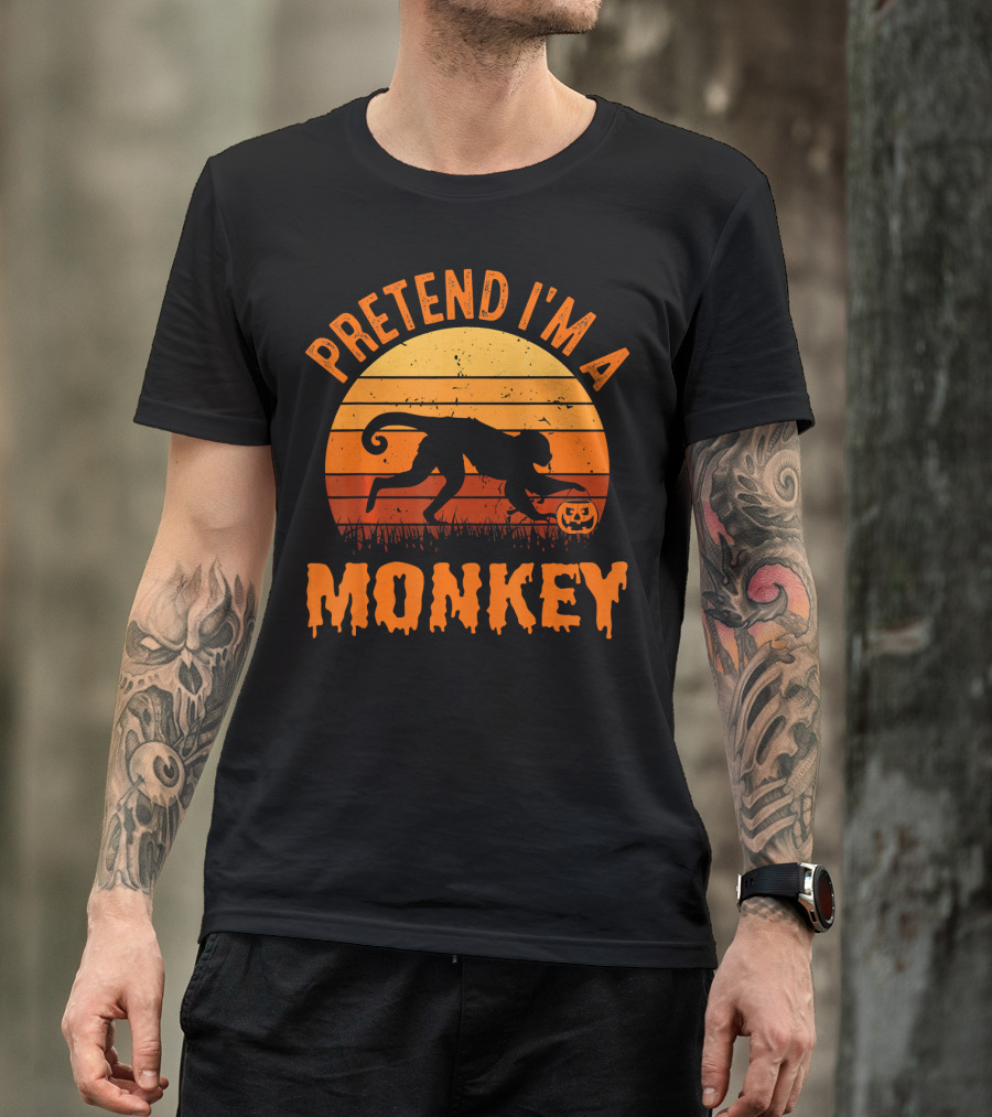 Pretend I’m A Monkey Halloween Sunset T-Shirt