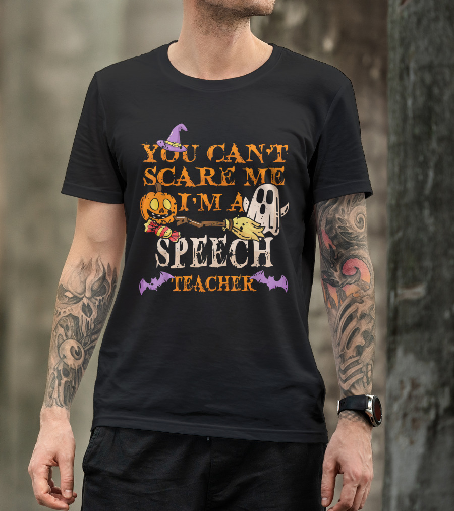 You Can't Scare Me I'm A Speech Teacher Halloween Ghost Pumpkin T-Shirt
