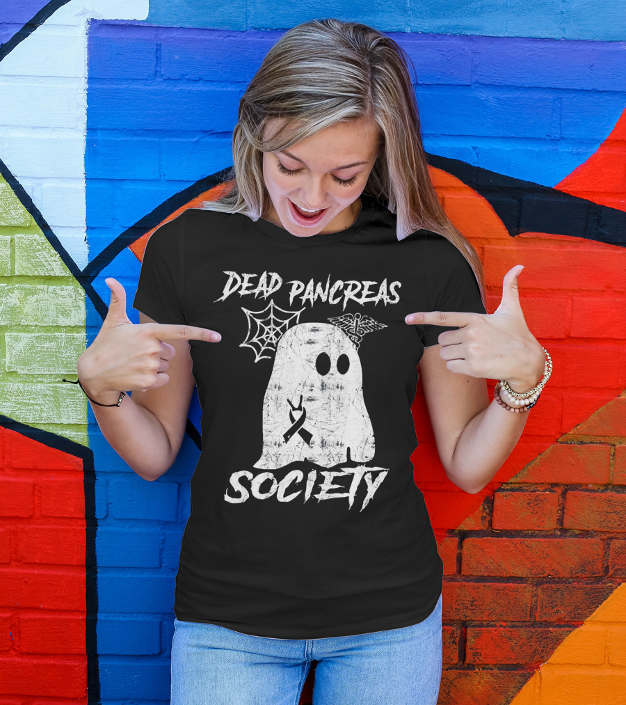 Dead Pancreas Society Ghost Spider Web Diabetes Awareness T-Shirt