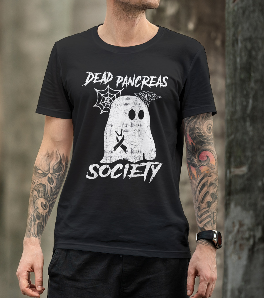 Dead Pancreas Society Ghost Spider Web Diabetes Awareness T-Shirt