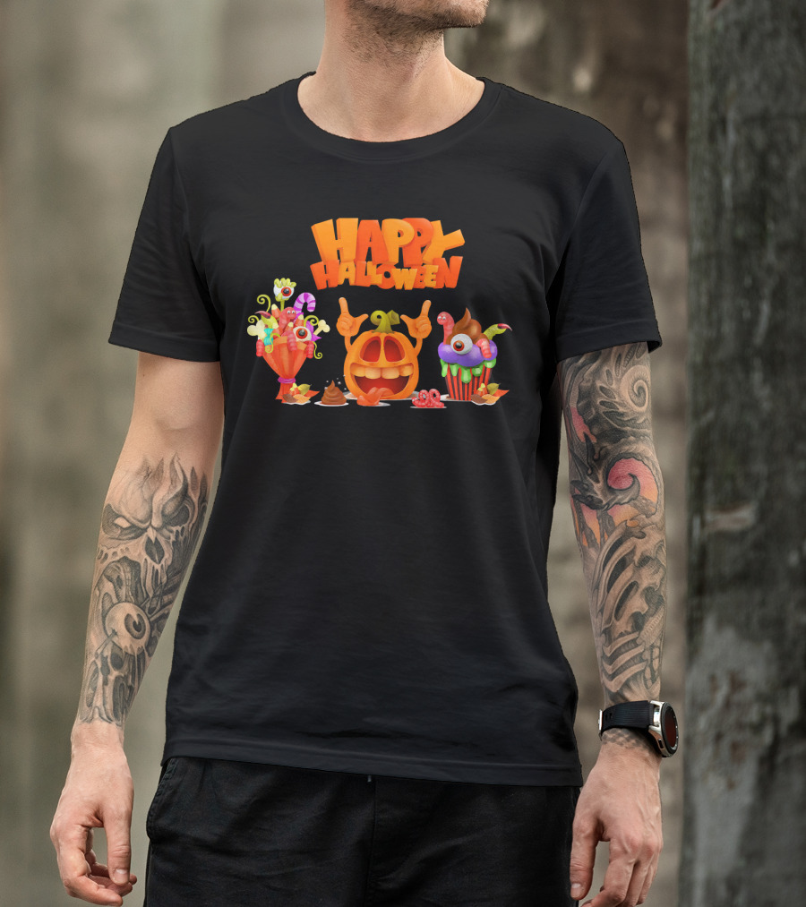 Happy Halloween Candy Pumpkin Characters T-Shirt
