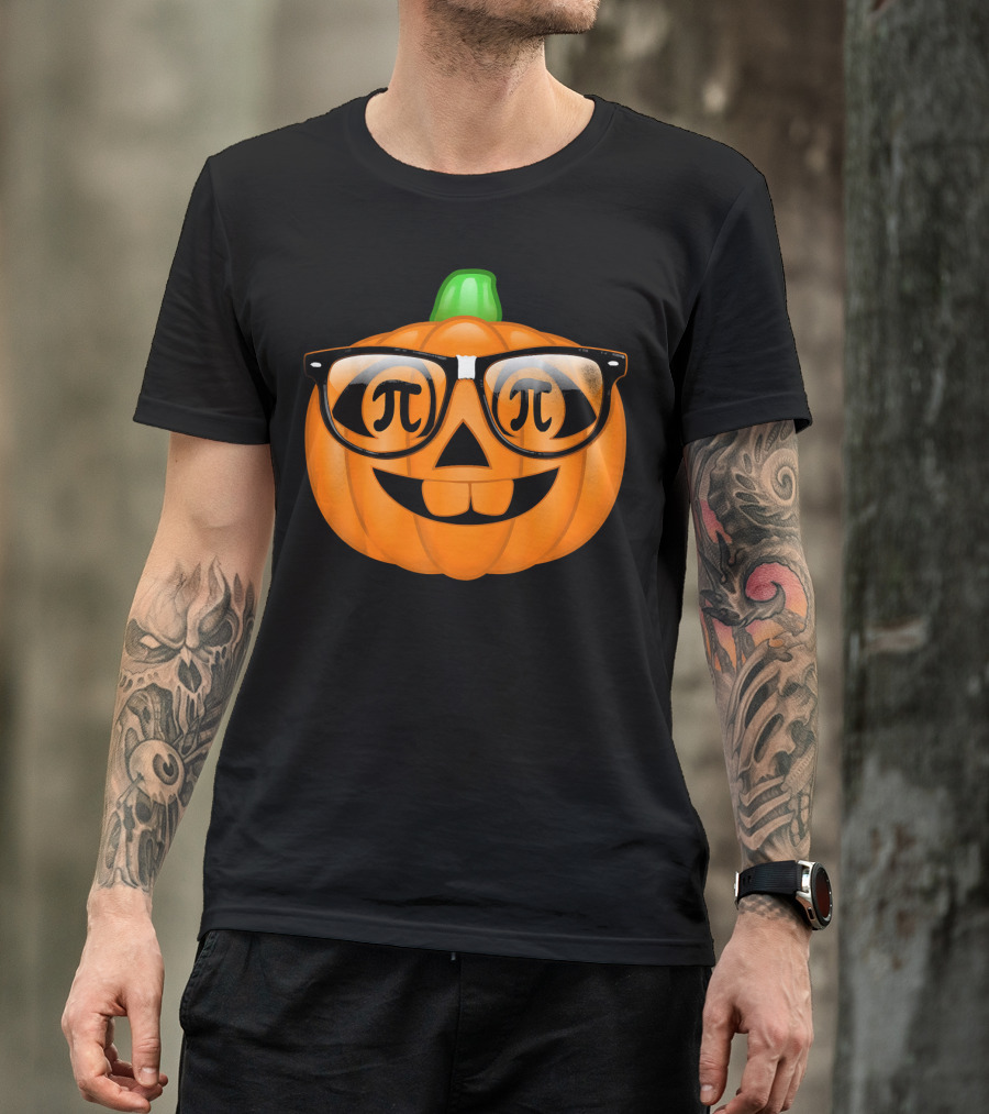 Pi Math Nerdy Pumpkin With Glasses Emoji T-Shirt