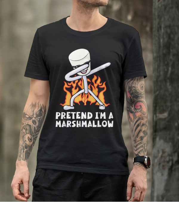 Pretend I'm A Marshmallow Funny Dab With Flames T-Shirt