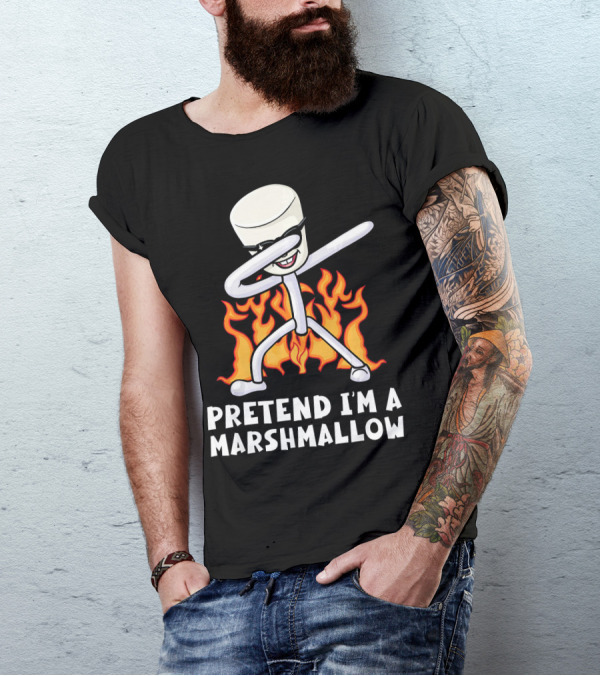 Pretend I'm A Marshmallow Funny Dab With Flames T-Shirt