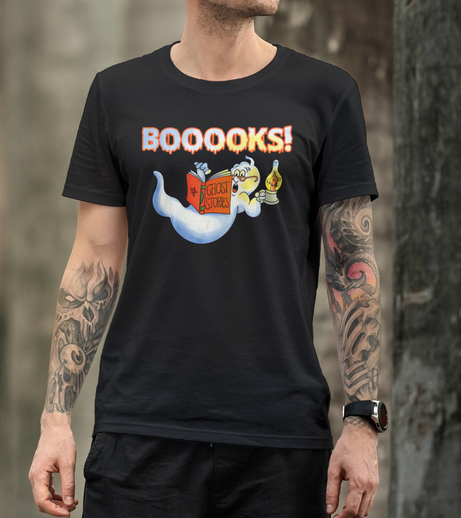 Halloween Ghost Booooks Ghost Stories Lamp Book Lover T-Shirt
